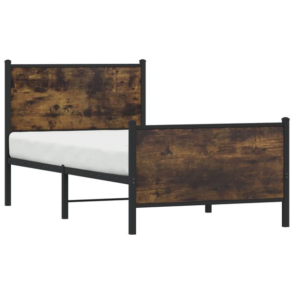 vidaXL Estrutura de cama sem colchão 75x190 cm metal carvalho fumado