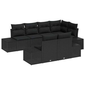 vidaXL Conjunto de Sof&aacute; de Jardim 7 pcs Preto vime PE