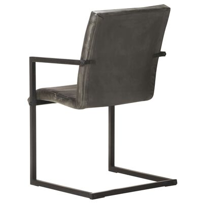 vidaXL Cadeiras de jantar cantilever 6 pcs couro genuíno cinzento