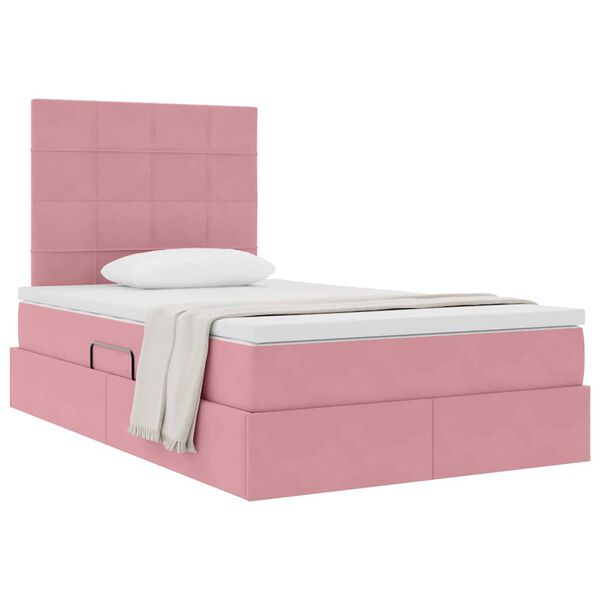 vidaXL Cama com arruma&ccedil;&atilde;o e colch&atilde;o Rosa 120 x 190 cm Veludo
