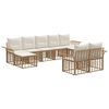 vidaXL Conjunto de Sof&aacute;s para Exterior 9 unid. Natural e Branco Creme
