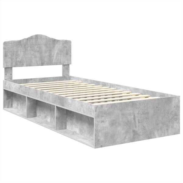 vidaXL Estrutura da Cama com cabeceira Cinza Concreto 90 x 190 cm