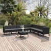 vidaXL 9 pcs conjunto lounge de jardim c/ almofadões vime PE preto