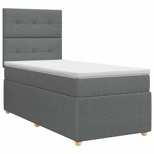 vidaXL Cama box spring com colch&atilde;o Cinzento-Escuro 80 x 200 cm Tecido