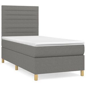 vidaXL Cama com molas/colch&atilde;o 90x200 cm tecido cinzento-escuro