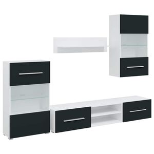 vidaXL M&oacute;veis TV 5pcs com ilumina&ccedil;&atilde;o LED madeira projetada &iacute;ndigo mate