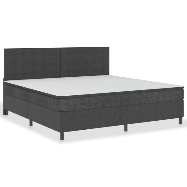 vidaXL Cama boxspring 200x200 cm tecido cinzento-escuro