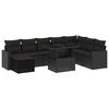 vidaXL 9 pcs conjunto de sof&aacute;s p/ jardim c/ almofad&otilde;es vime PE preto