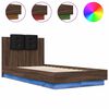 vidaXL Estrutura cama cabeceira/luzes LED 75x190 cm carvalho castanho