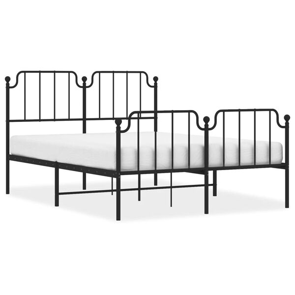vidaXL Estrutura de cama com cabeceira e p&eacute;s 140x200 cm metal preto