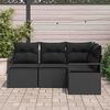 vidaXL Conjunto de Sof&aacute;s com almofada 4 pcs Preto vime PE