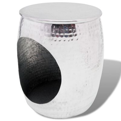 vidaXL Banco/mesa de apoio, formato barril, alumínio prateado