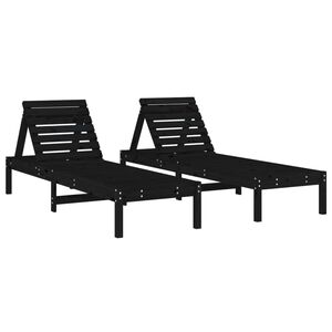 vidaXL Espregui&ccedil;adeiras 2 pcs 199,5x60x74 cm pinho maci&ccedil;o preto