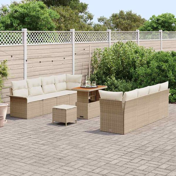 vidaXL Conjunto de Sof&aacute; de Jardim com almofada 11 pcs Bege e Creme