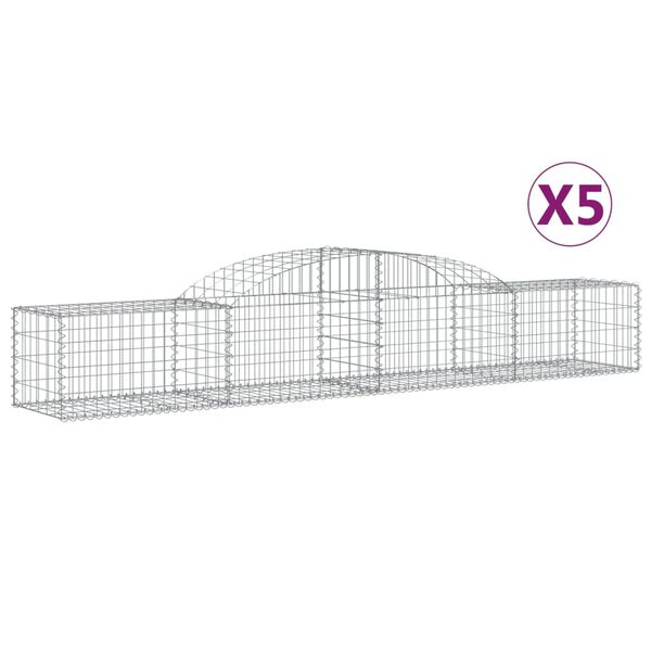 vidaXL Cestos gabião arqueados 5 pcs 300x50x40/60 cm ferro galvanizado