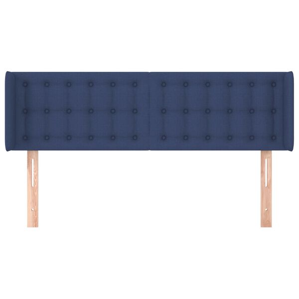 vidaXL Cabeceira de cama c/ abas tecido 147x16x78/88 cm azul