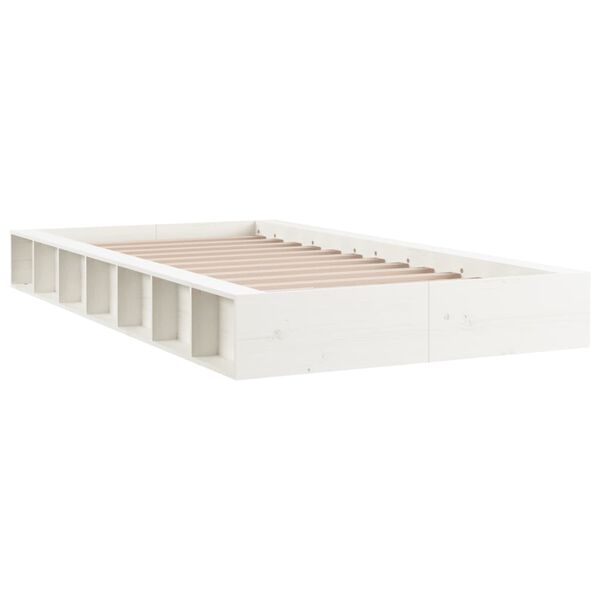 vidaXL Estrutura de cama branco 100x200 cm madeira maciça