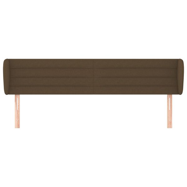 vidaXL Cabeceira de cama c/ abas tecido 183x23x78/88cm castanho-escuro