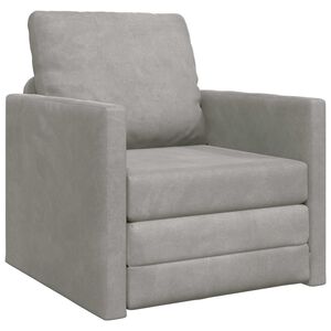 vidaXL Sof&aacute;-Cama Cinzento-claro 74 x 77 x 81 cm Veludo