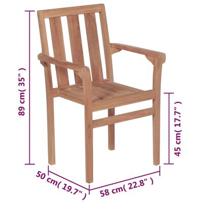 vidaXL Cadeiras de jardim empilháveis 8 pcs madeira de teca maciça