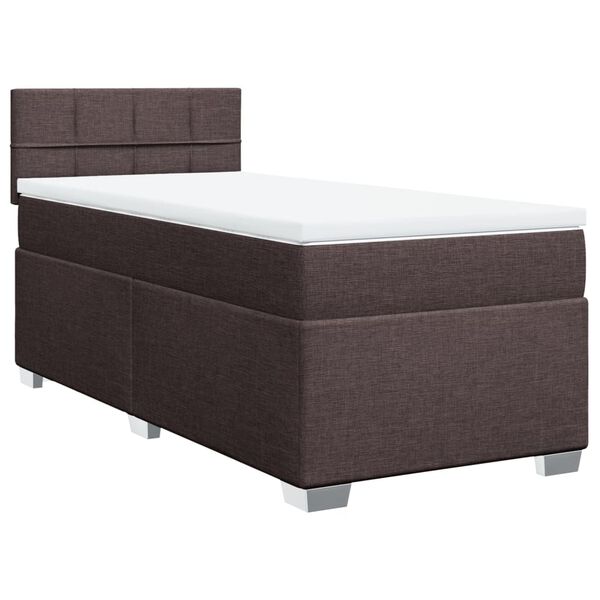 vidaXL Cama com molas/colch&atilde;o 90x190 cm tecido castanho-escuro