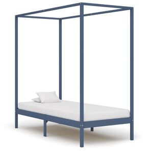 vidaXL Estrutura de cama com toldo 100x200 cm pinho maci&ccedil;o cinzento