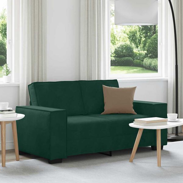 vidaXL Sof&aacute; de 2 lugares 160x78x84 cm veludo verde-escuro