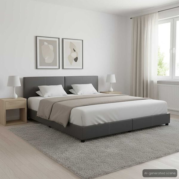 vidaXL Estrutura de cama 180x200 cm couro artificial cinzento