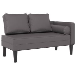 vidaXL Chaise longue com almofad&otilde;es couro artificial cinzento