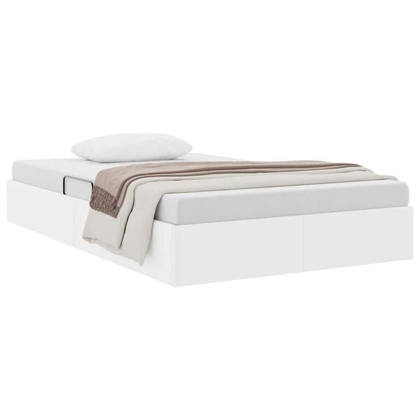 vidaXL Cama com Armazenamento Branco Puro 120 x 190 cm Couro sint&eacute;tico