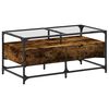 vidaXL Mesa de centro c/topo de vidro 98,5x50x45cm carvalho fumado a&ccedil;o