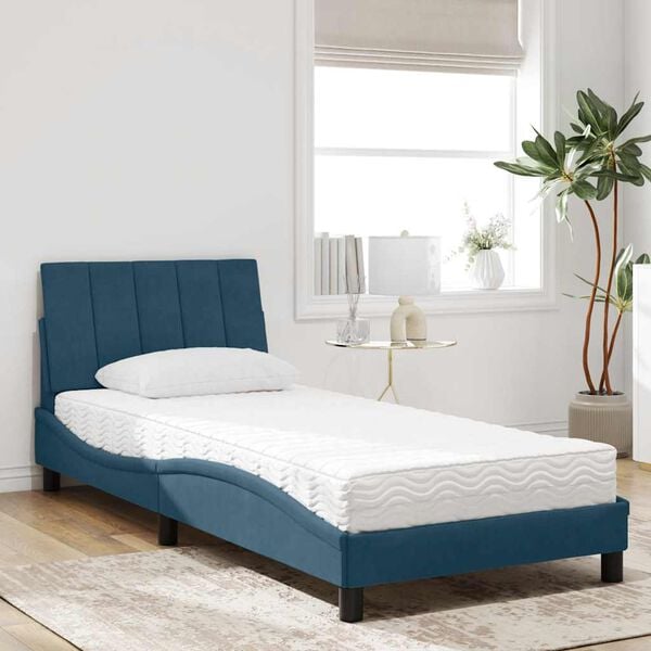 vidaXL Cama com colch&atilde;o Hanko 80x200 cm veludo azul