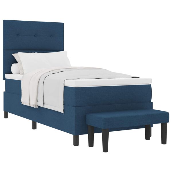 vidaXL Cama Box com colch&atilde;o com cabeceira Azul 90 x 190 cm tecido