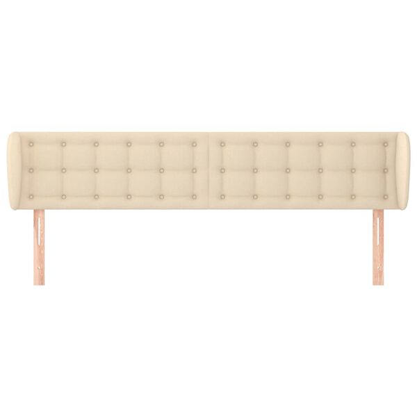 vidaXL Cabeceira de cama c/ abas tecido 203x23x78/88 cm creme