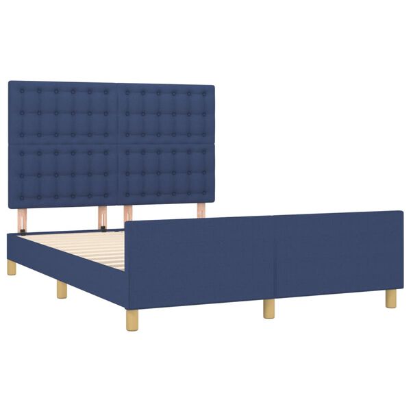 vidaXL Estrutura de cama sem colch&atilde;o 140x200 cm tecido azul