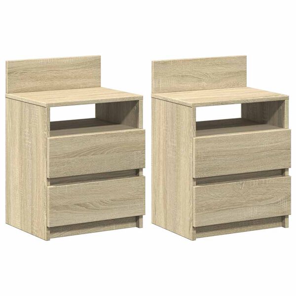 vidaXL Mesas de cabeceira 2pcs com 2gavetas 40x33x60cm carvalho sonoma