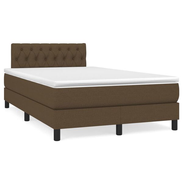 vidaXL Cama box spring c/ colch&atilde;o/LED 120x190cm tecido castanho-escuro