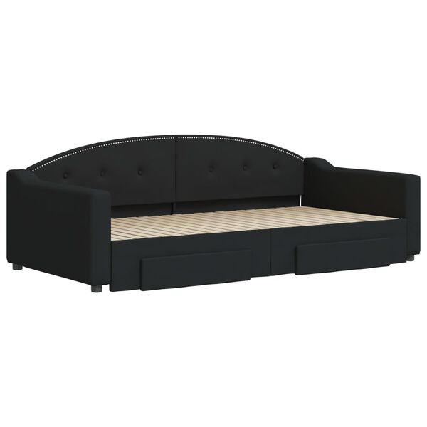 vidaXL Sof&aacute;-cama com gavet&atilde;o e gavetas 100x200 cm tecido preto
