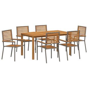 vidaXL Conjunto de Jantar para Jardim 7 unid. Cinzeto