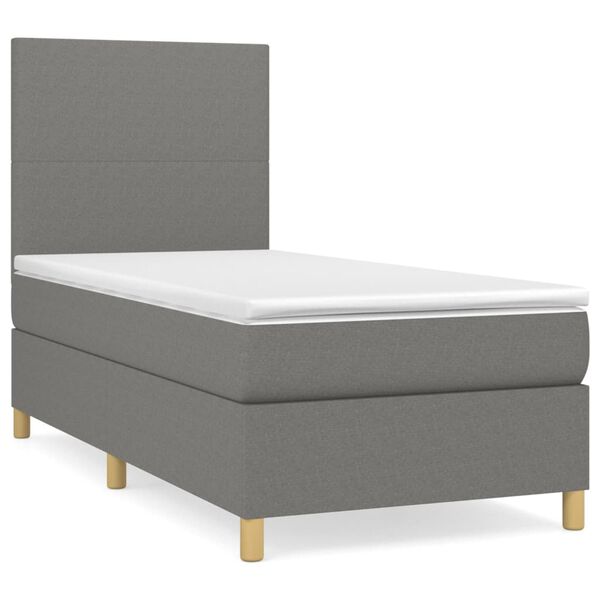vidaXL Cama com molas/colch&atilde;o 90x190 cm tecido cinza-escuro