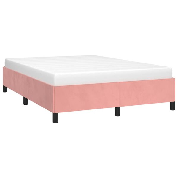 vidaXL Estrutura de cama 140x200 cm veludo rosa
