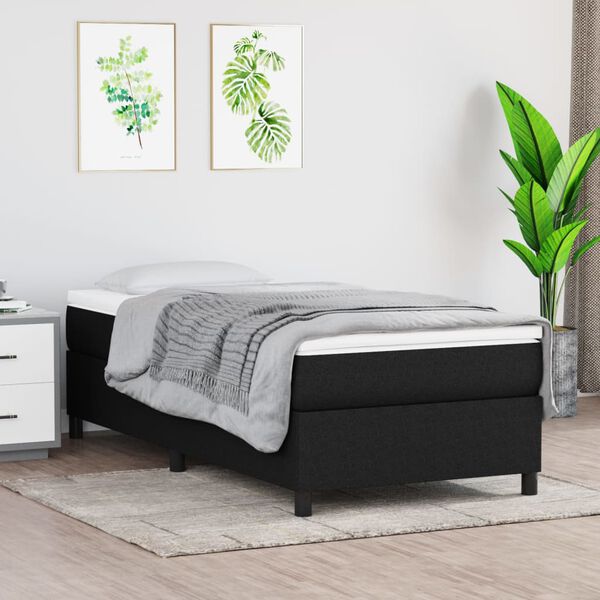 vidaXL Cama com molas/colch&atilde;o 90x200 cm tecido preto