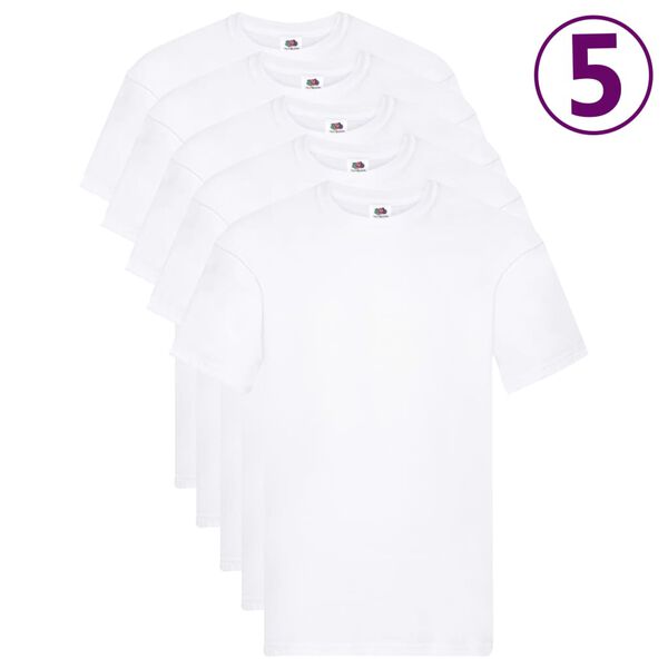 Fruit of the Loom T-shirts originais 5 pcs algodão 5XL branco
