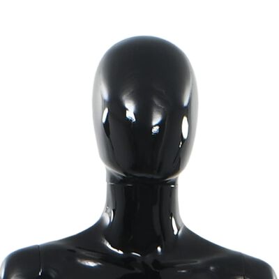 vidaXL Manequim feminino completo base em vidro 175 cm preto brilhante