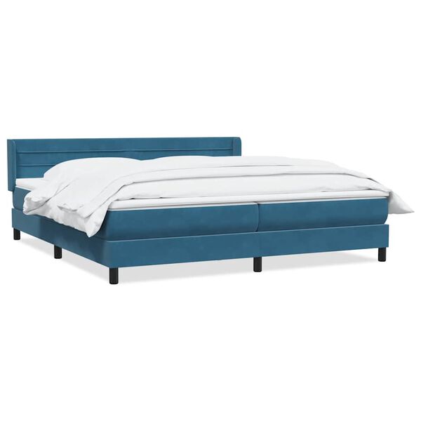 vidaXL Cama com molas/colch&atilde;o 180x210 cm veludo azul-escuro