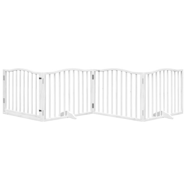 vidaXL Port&atilde;o p/ c&atilde;es com porta dobr&aacute;vel 4 pain&eacute;is 320 cm &aacute;lamo branco