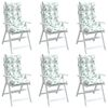 vidaXL Almofad&otilde;es p/ cadeira encosto alto 6 pcs tecido oxford folhas