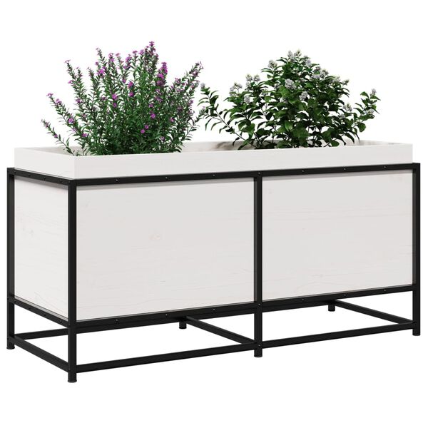 vidaXL Vaso/floreira de jardim 100x40x50cm madeira pinho maci&ccedil;a branco
