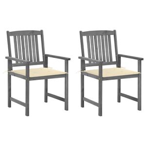 vidaXL Cadeiras de jardim com almofad&otilde;es 2 pcs ac&aacute;cia maci&ccedil;a cinza