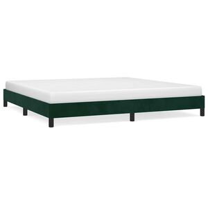 vidaXL Estrutura de cama sem colch&atilde;o 200x200 cm veludo verde-escuro